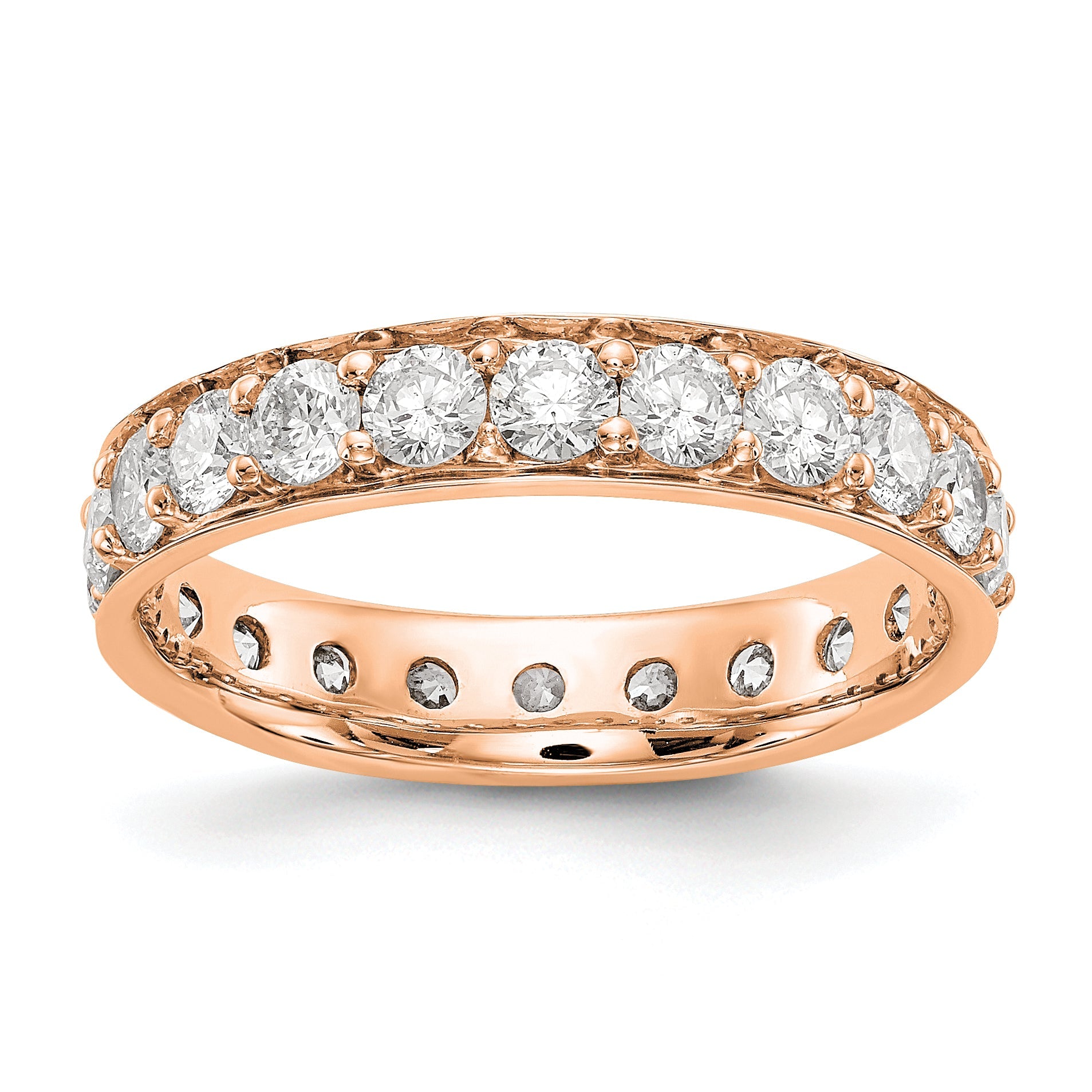 14K Roségold Memoire-Ring poliert im Vintage-Stil mit 2 ct. Gesamtgewicht Diamanten