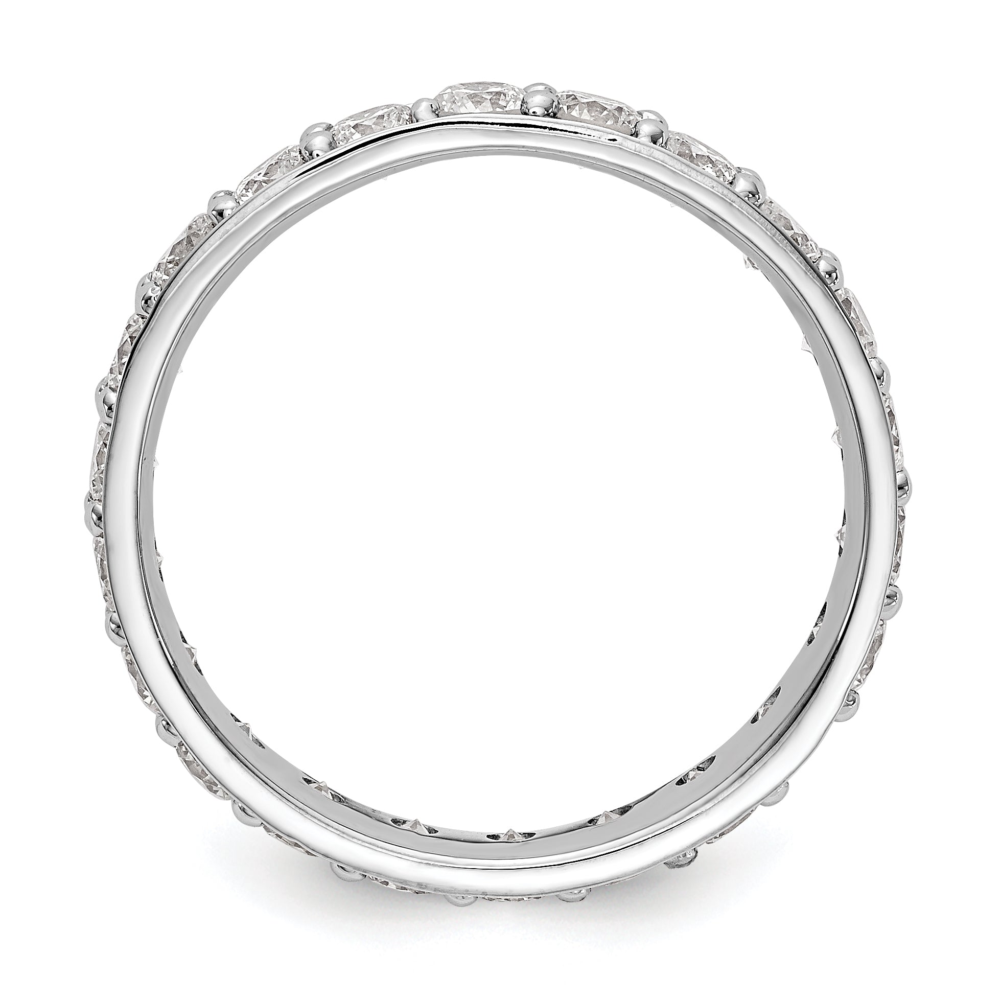 14K Weißgold Memoire-Ring poliert im Vintage-Stil mit Diamanten 2 ct. Gesamtgewicht