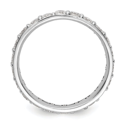 14K Weißgold Memoire-Ring poliert im Vintage-Stil mit Diamanten 2 ct. Gesamtgewicht