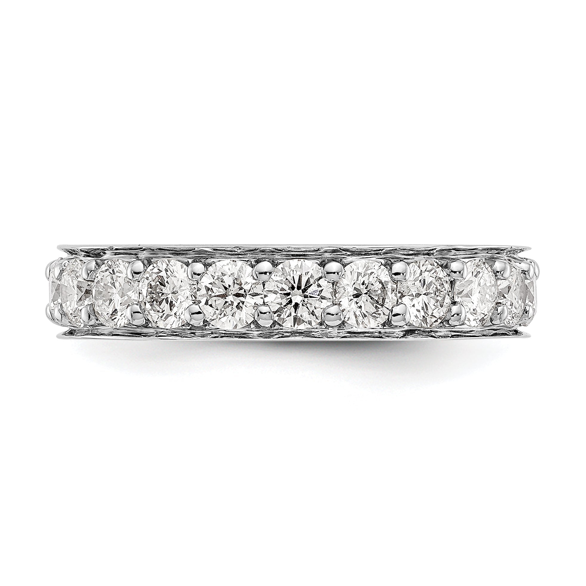 14K Weißgold Memoire-Ring poliert im Vintage-Stil mit Diamanten 2 ct. Gesamtgewicht