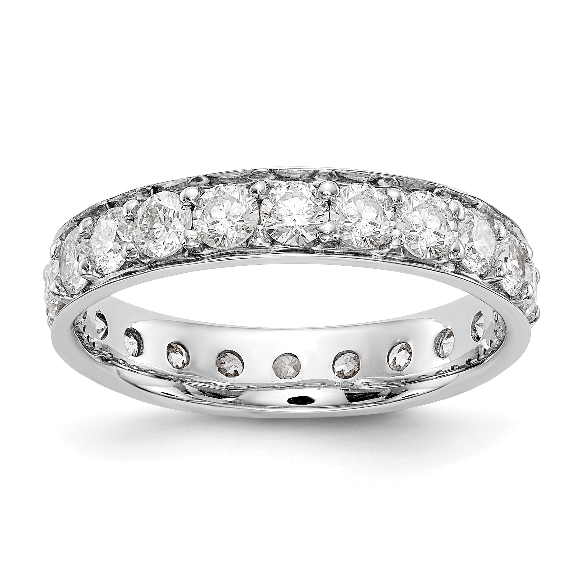 14K Weißgold Memoire-Ring poliert im Vintage-Stil mit Diamanten 2 ct. Gesamtgewicht
