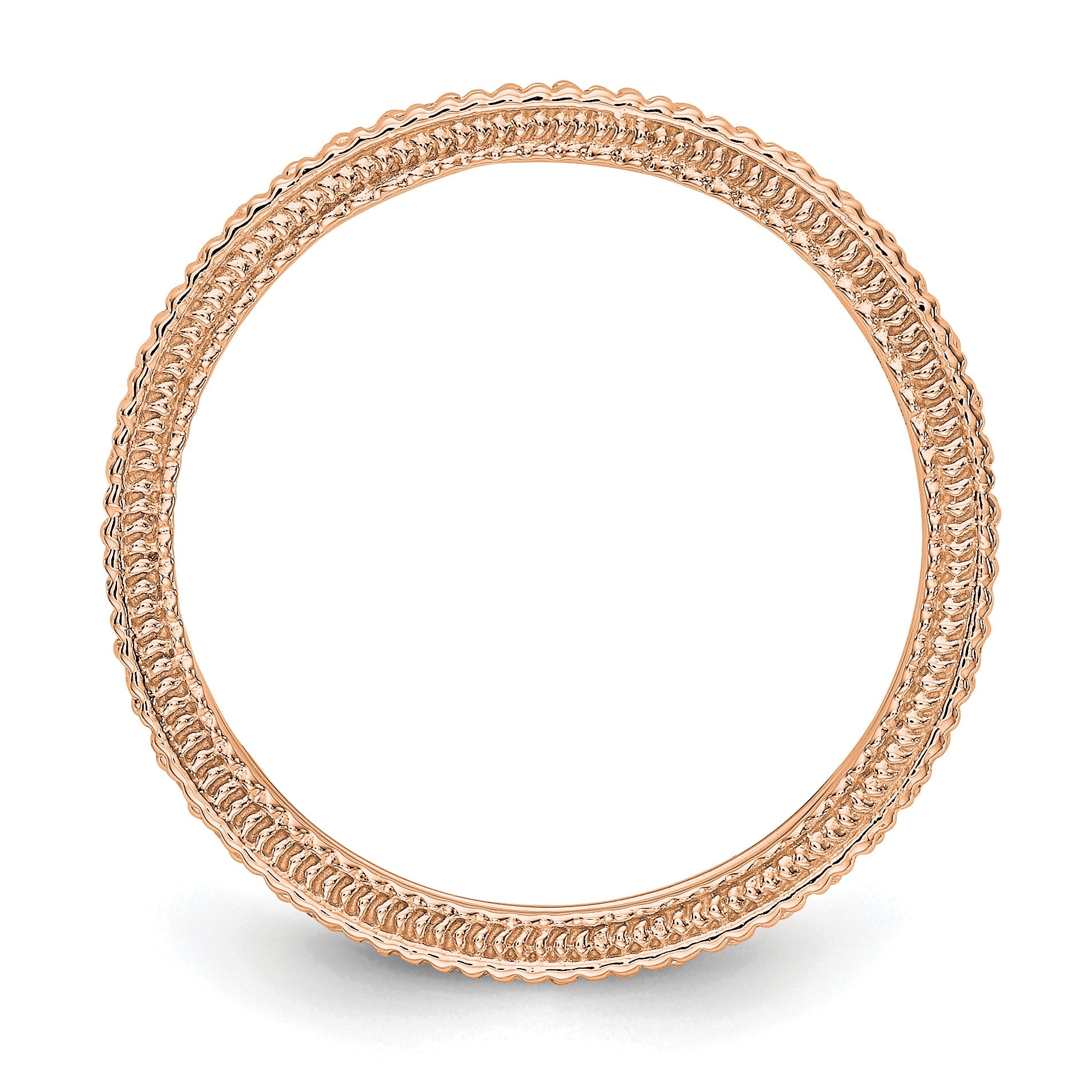 14K Roségold Memoire-Ring poliert mit 0,33 ct. Diamanten und Milgrain-Kante