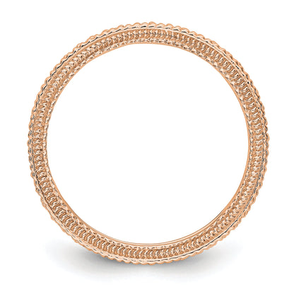 14K Roségold Memoire-Ring poliert mit 0,33 ct. Diamanten und Milgrain-Kante