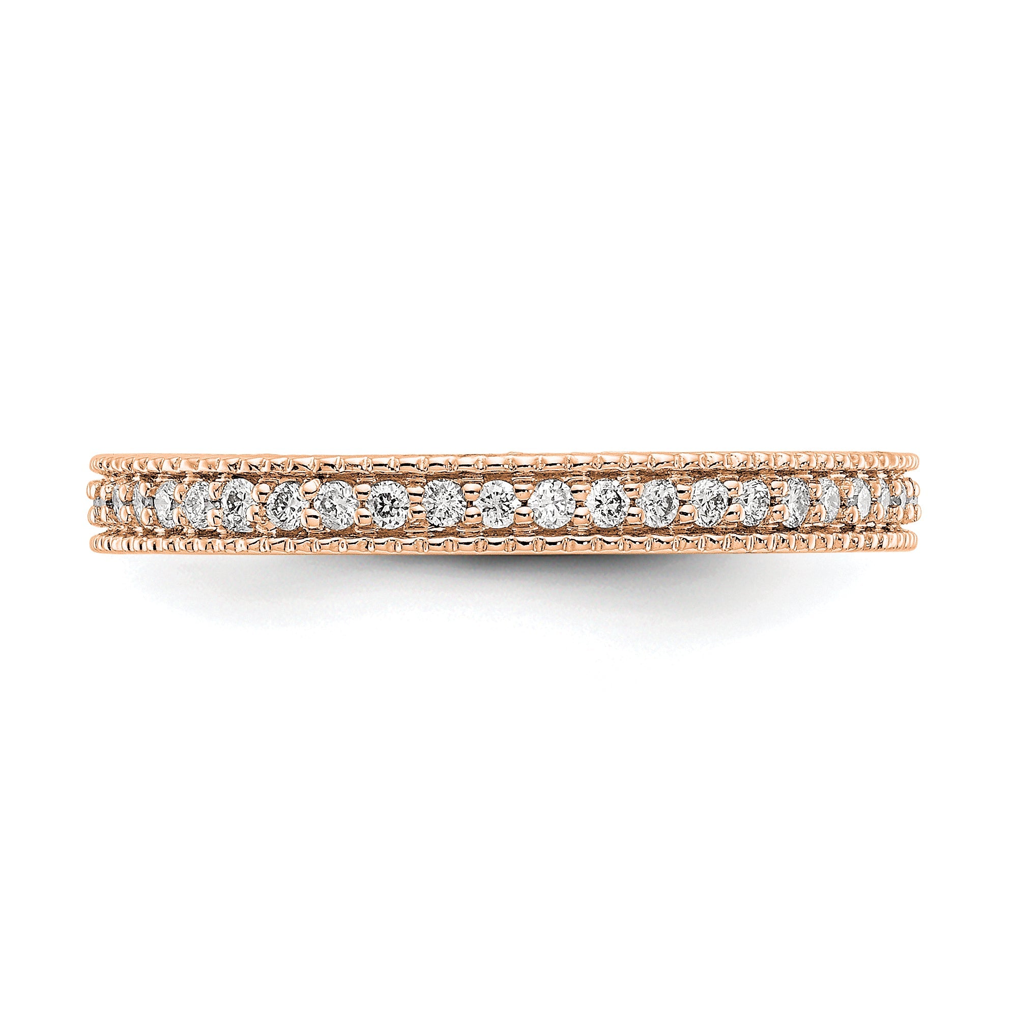 14K Roségold Memoire-Ring poliert mit 0,33 ct. Diamanten und Milgrain-Kante
