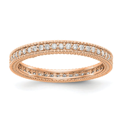 14K Roségold Memoire-Ring poliert mit 0,33 ct. Diamanten und Milgrain-Kante