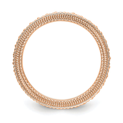 14K Roségold Memoire-Ring mit Diamanten und Milgrain-Kante, poliert, 0,75 ct