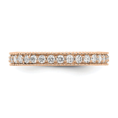 14K Roségold Memoire-Ring mit Diamanten und Milgrain-Kante, poliert, 0,75 ct