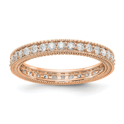 14K Roségold Memoire-Ring mit Diamanten und Milgrain-Kante, poliert, 0,75 ct