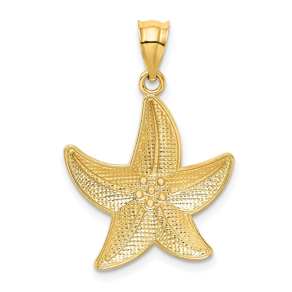 14K Gelb- und Rhodiumgold sowie Rhodium diamantgeschliffener Seestern-Anhänger