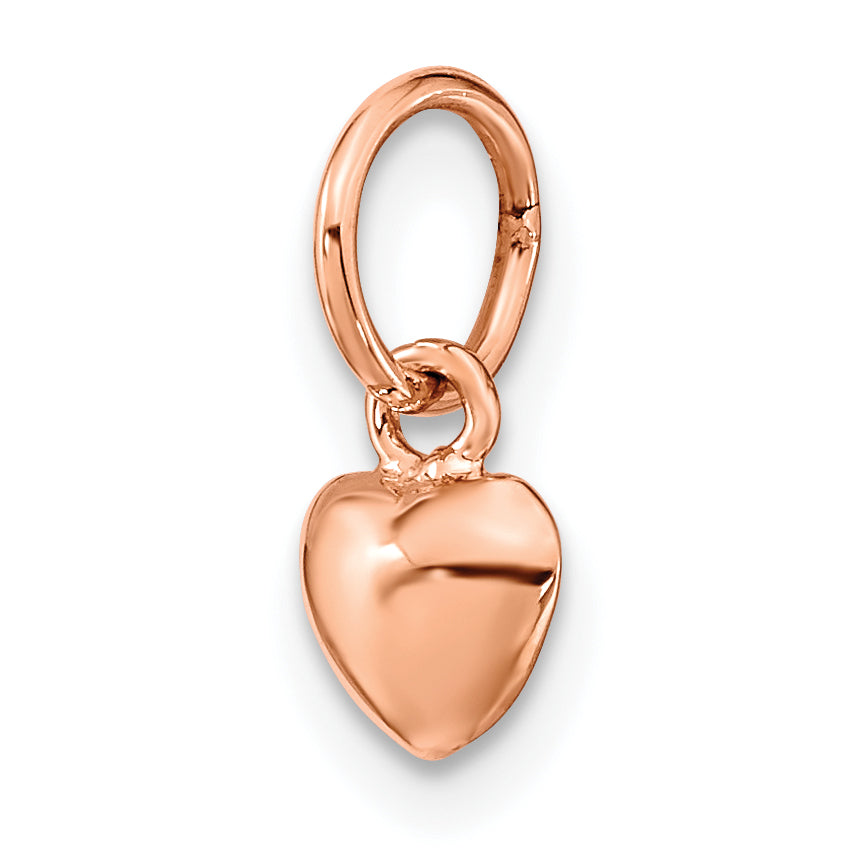 14K Roségold Poliert 3-d Gewölbt Herz Charm
