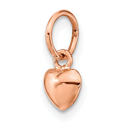 14K Roségold Poliert 3-d Gewölbt Herz Charm
