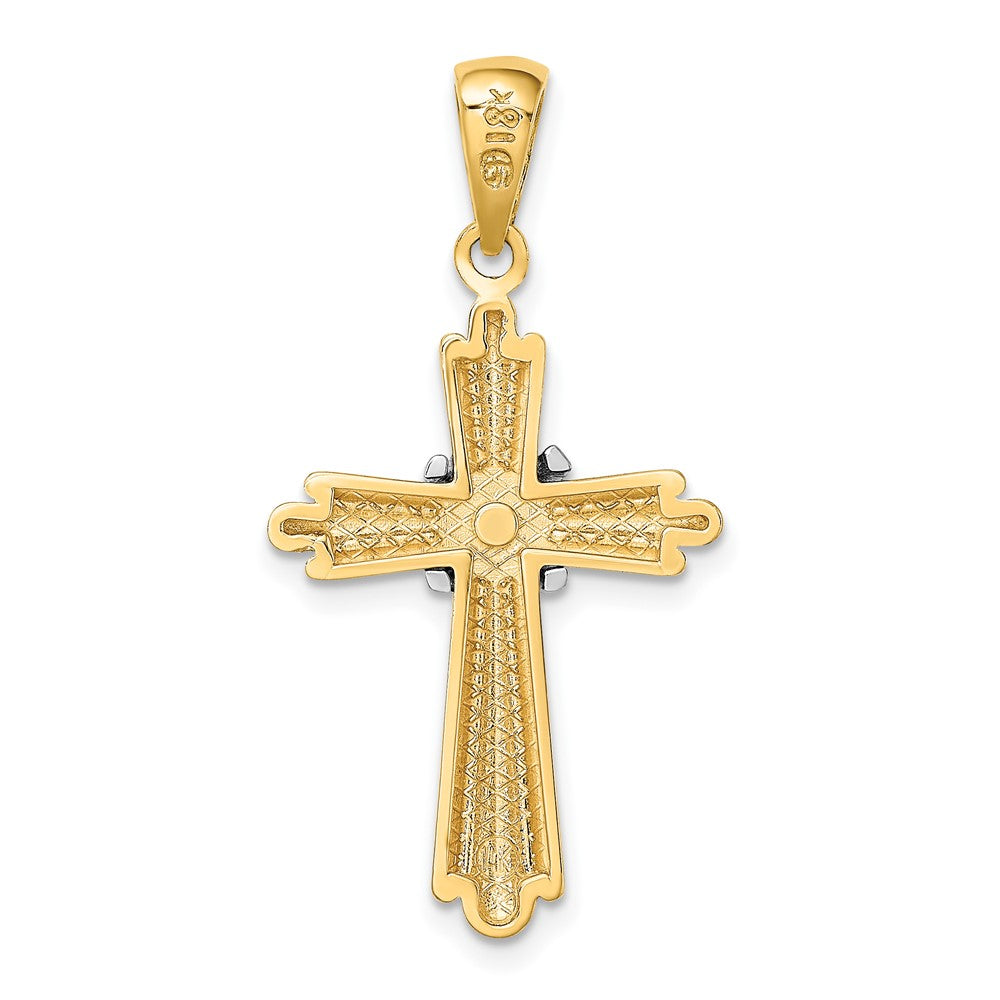 14K Bicolor-Gold Polierter Kreuz-Charm mit X-Mitteldesign