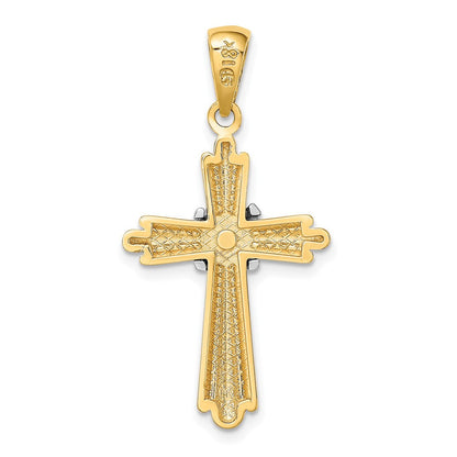 14K Bicolor-Gold Polierter Kreuz-Charm mit X-Mitteldesign