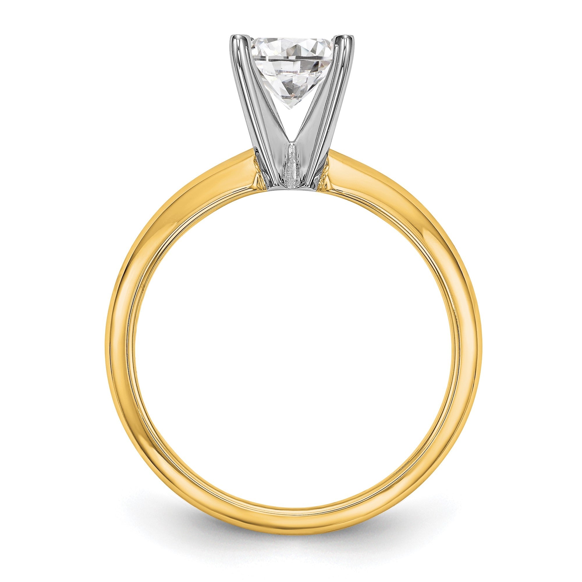 Natürlich Diamant Messer Kante Style Vierkrappen Solitär Verlobungsring in 14K Gelb & Weißgold