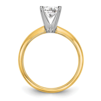 Natürlich Diamant Messer Kante Style Vierkrappen Solitär Verlobungsring in 14K Gelb & Weißgold