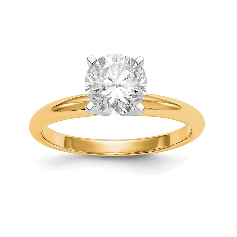 Natürlich Diamant Messer Kante Style Vierkrappen Solitär Verlobungsring in 14K Gelb & Weißgold