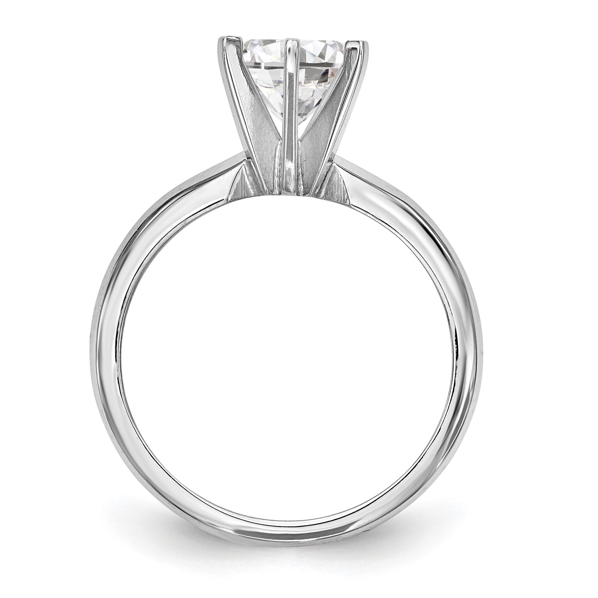 Natürlich Diamant Messer Kante Style Sechskrappen Solitär Verlobungsring in 14K Weißgold