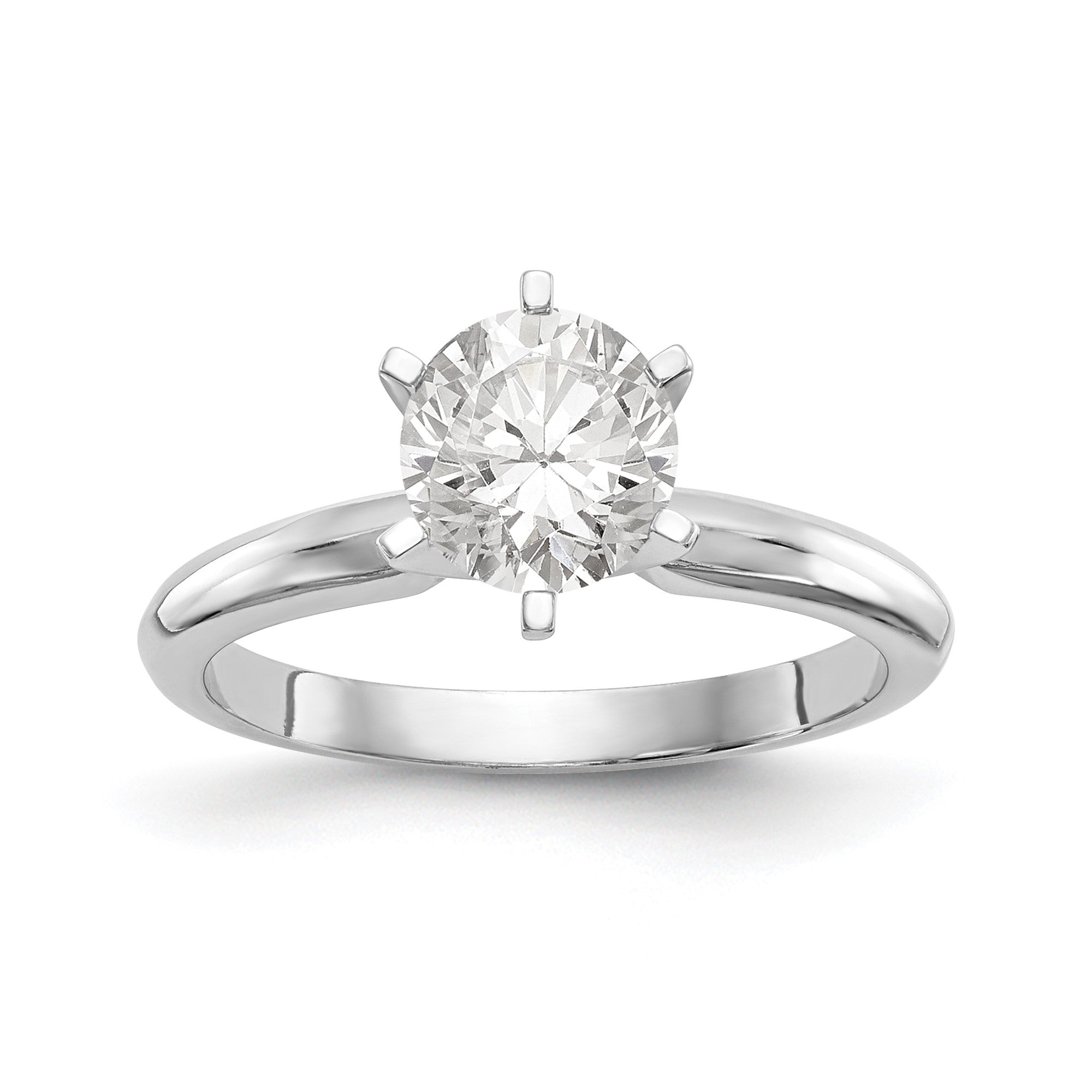 Natürlich Diamant Messer Kante Style Sechskrappen Solitär Verlobungsring in 14K Weißgold