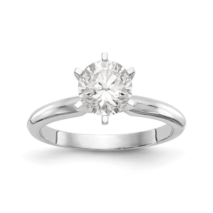 Natürlich Diamant Messer Kante Style Sechskrappen Solitär Verlobungsring in 14K Weißgold