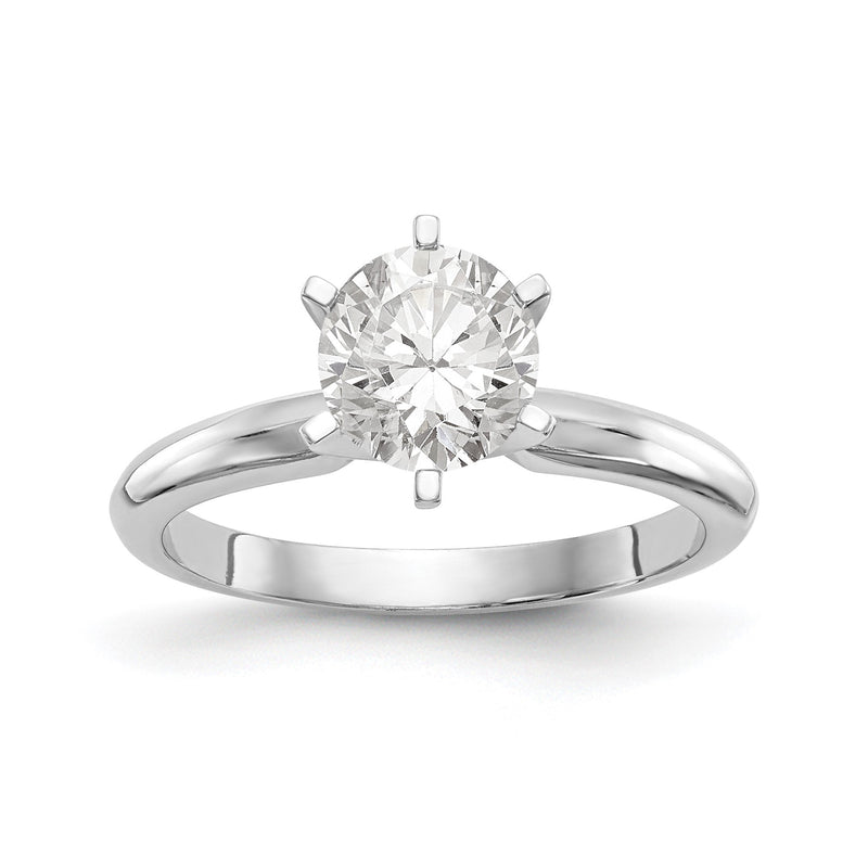 Natürlich Diamant Messer Kante Style Sechskrappen Solitär Verlobungsring in 14K Weißgold