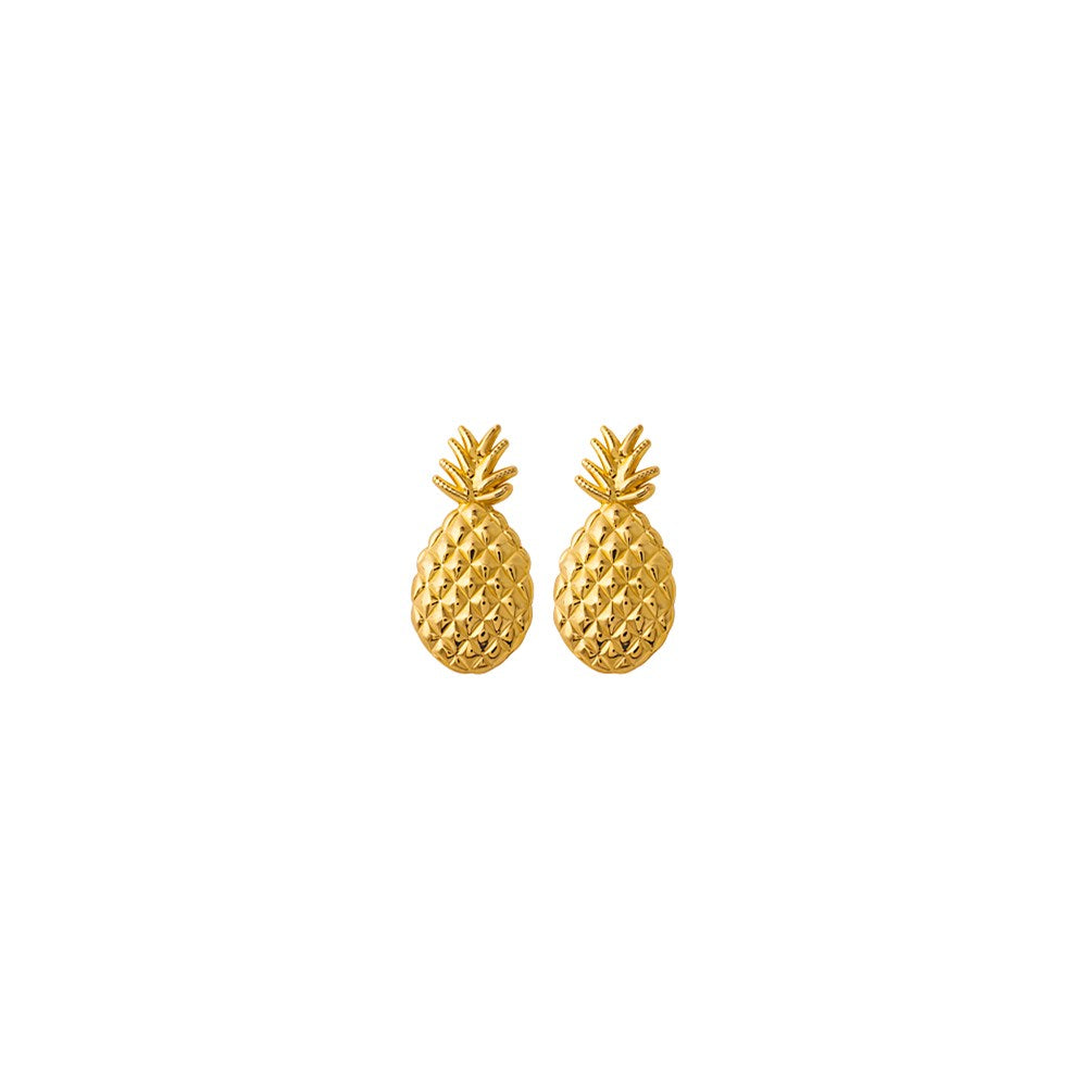 14K Gelbgold Strukturiert Pineapple Ohrstecker