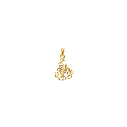 14K Gelbgold Strukturiert Mini Meer Schildkröte und Kelp Charm