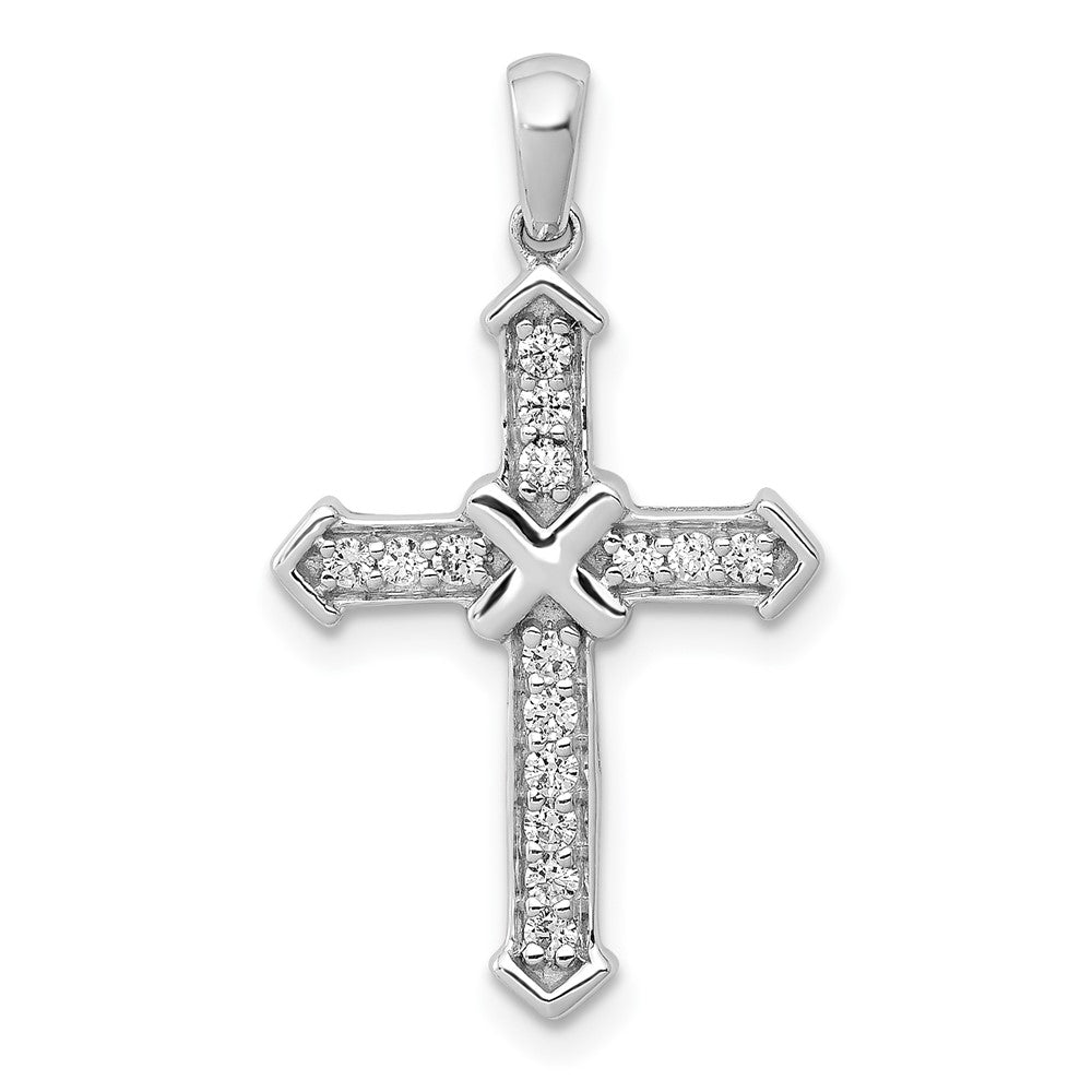 0,17 ct. Kreuz-Anhänger mit natürlichem Diamant aus 14K Weißgold