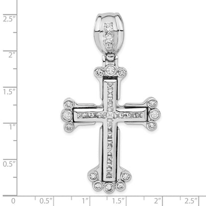 Sterlingsilber Poliert Zirkonia Kreuz Anhänger