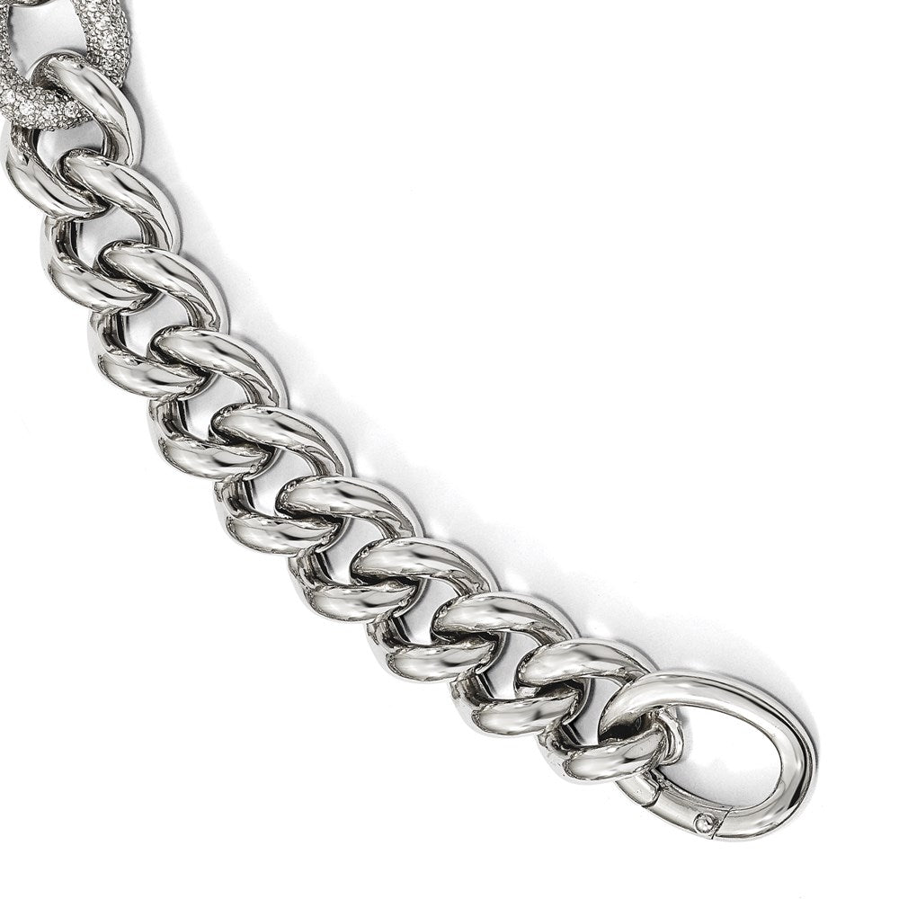 7 Zoll Sterlingsilber Zirkonia Poliert Geflochten Armband