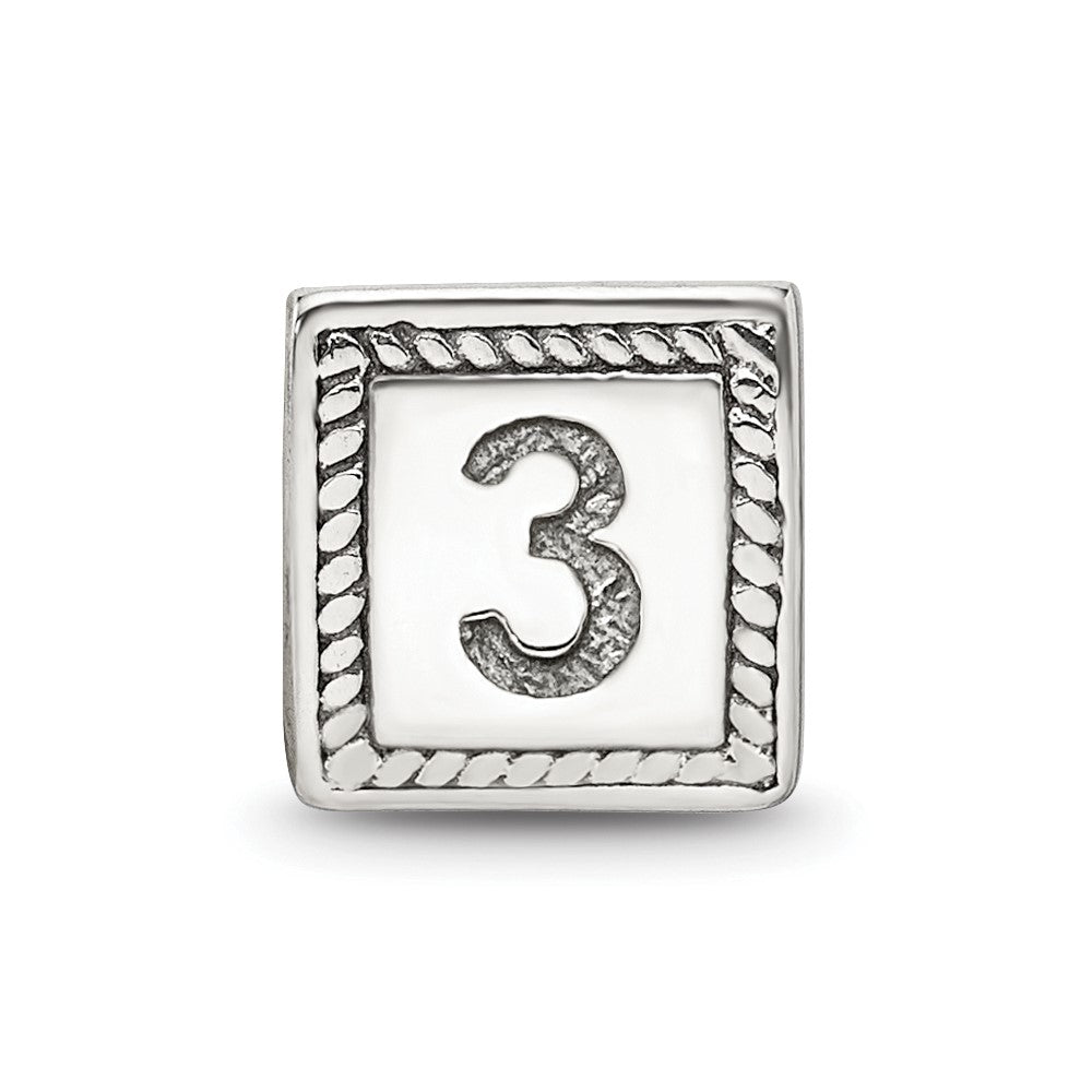 Sterlingsilber Reflections Zahl 3 Dreieck Block Perle