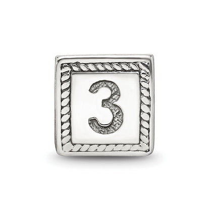 Sterlingsilber Reflections Zahl 3 Dreieck Block Perle