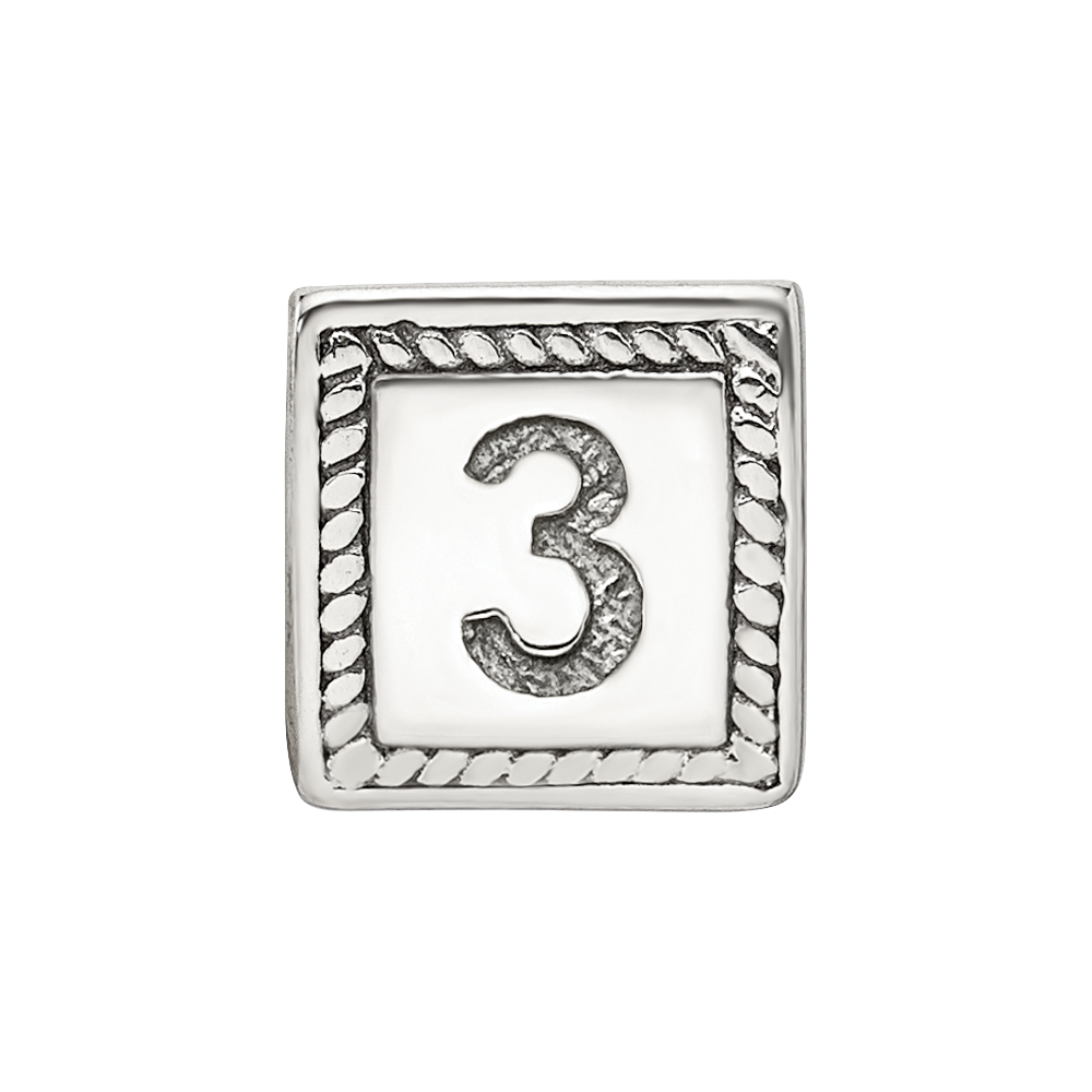 Sterlingsilber Reflections Zahl 3 Dreieck Block Perle
