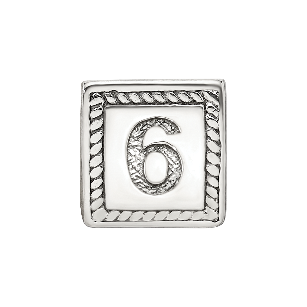 Sterlingsilber Reflections Zahl 6 Dreieck Block Perle