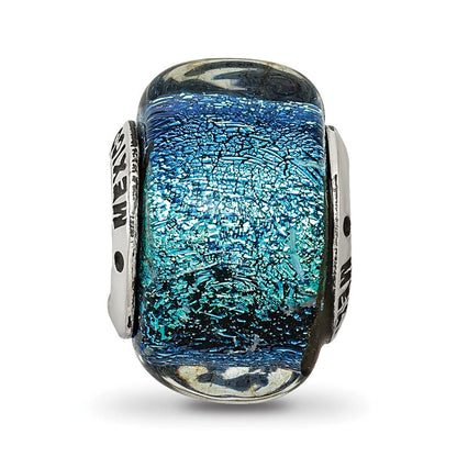 Sterlingsilber Reflections Blau Dichroic Glas Quadratisch Perle