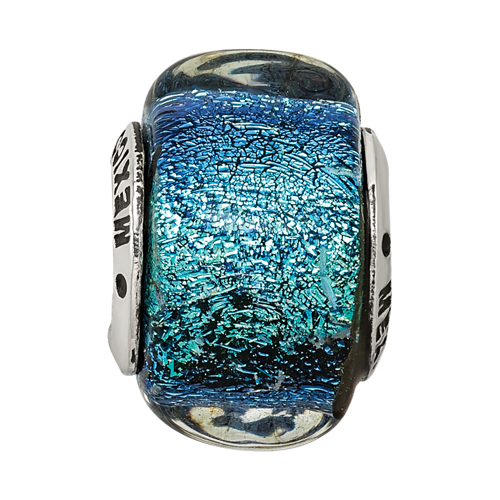 Sterlingsilber Reflections Blau Dichroic Glas Quadratisch Perle