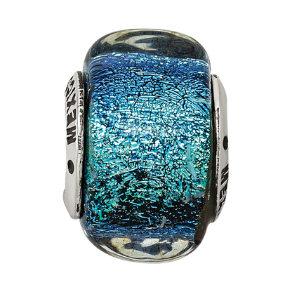Sterlingsilber Reflections Blau Dichroic Glas Quadratisch Perle