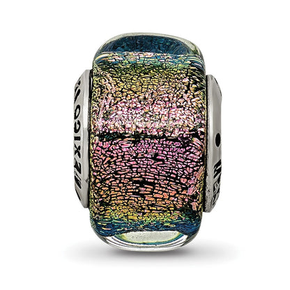 Sterlingsilber Reflections Lila Dichroic Glas Quadratisch Perle