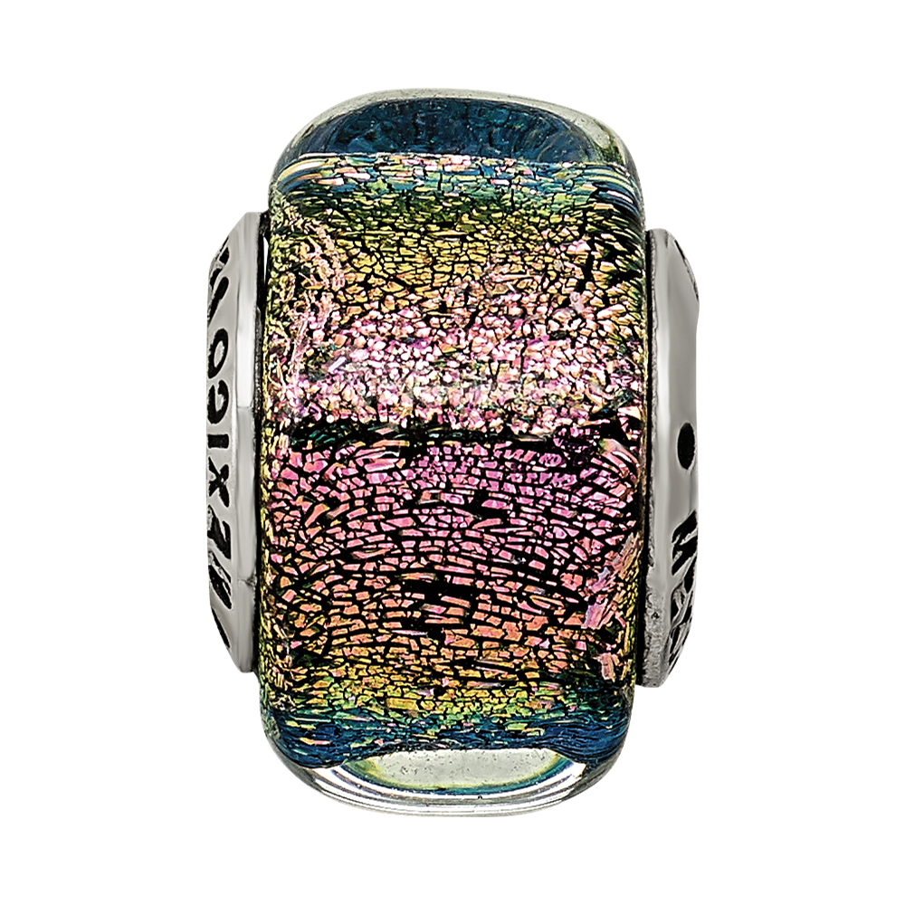 Sterlingsilber Reflections Lila Dichroic Glas Quadratisch Perle