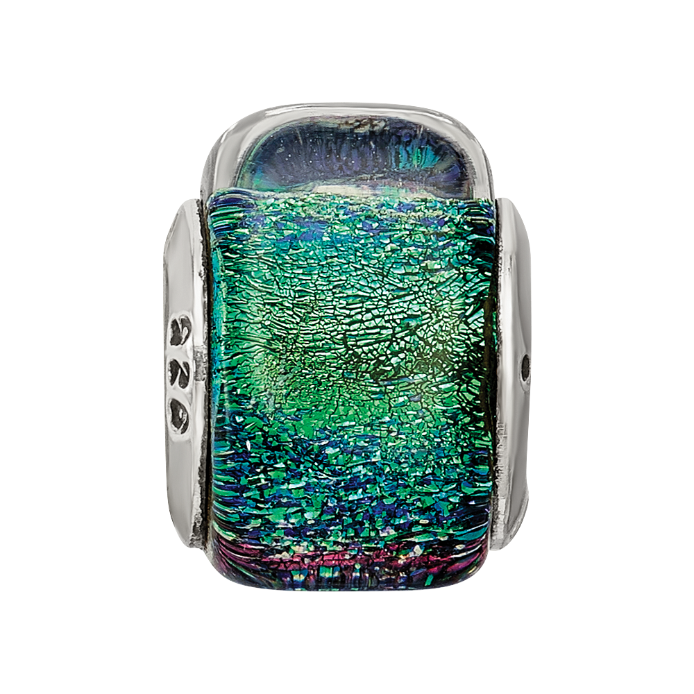 Sterlingsilber Reflections Grün Dichroic Glas Dreieck Perle
