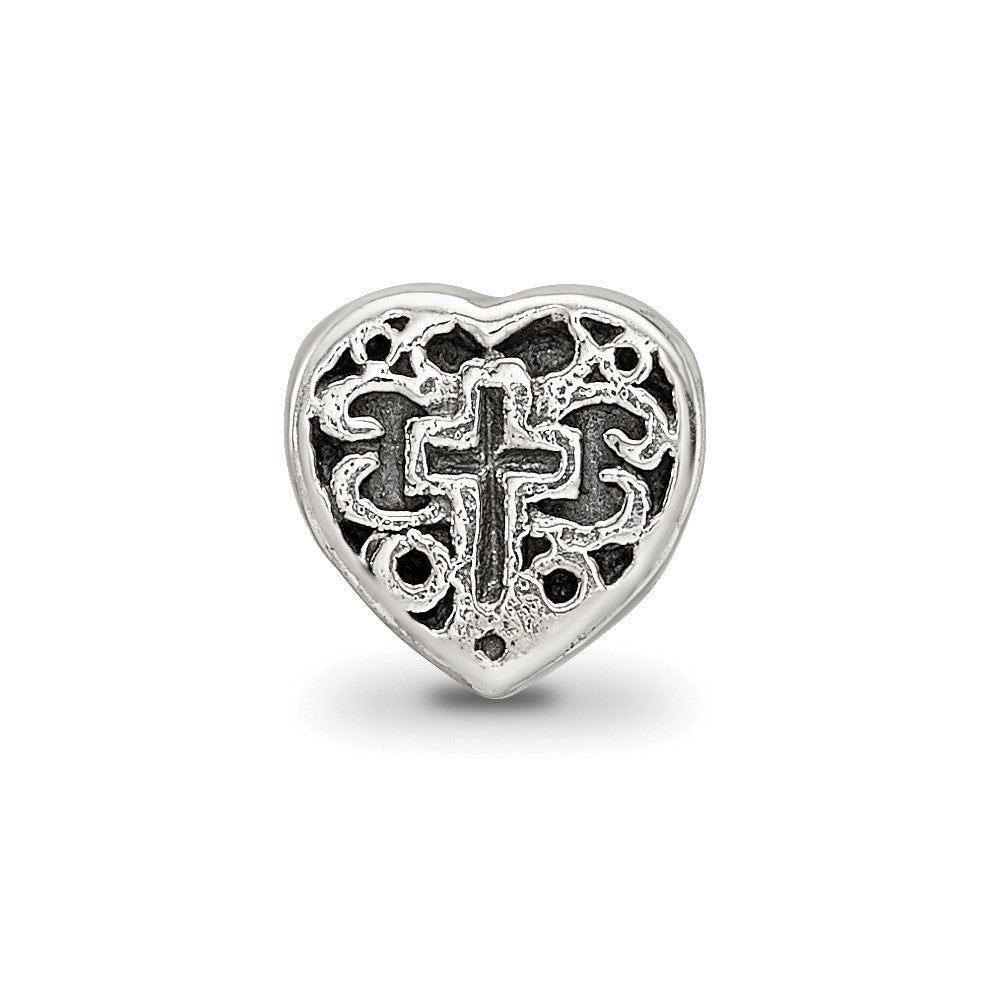 Sterlingsilber Reflections Kinder Herz mit Kreuz und Ranke Perle