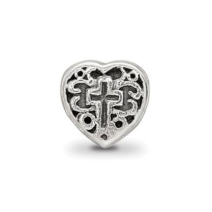 Sterlingsilber Reflections Kinder Herz mit Kreuz und Ranke Perle