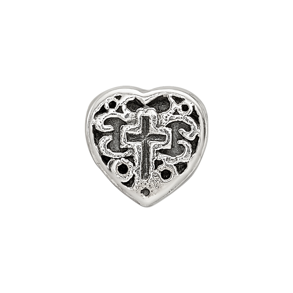 Sterlingsilber Reflections Kinder Herz mit Kreuz und Ranke Perle