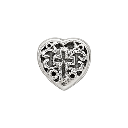 Sterlingsilber Reflections Kinder Herz mit Kreuz und Ranke Perle