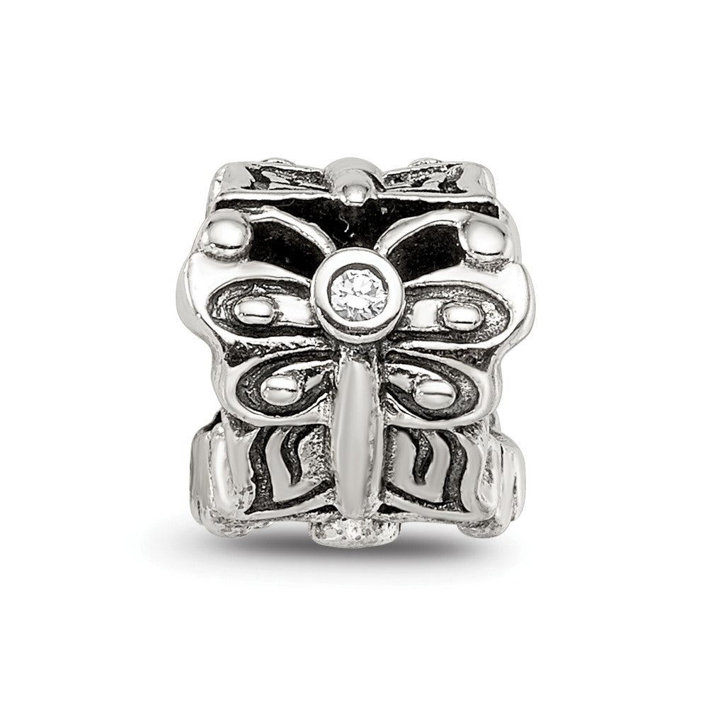 Sterlingsilber Reflections Schmetterling mit Zirkonia Bali Perle
