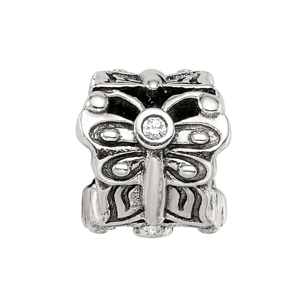 Sterlingsilber Reflections Schmetterling mit Zirkonia Bali Perle