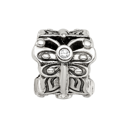 Sterlingsilber Reflections Schmetterling mit Zirkonia Bali Perle