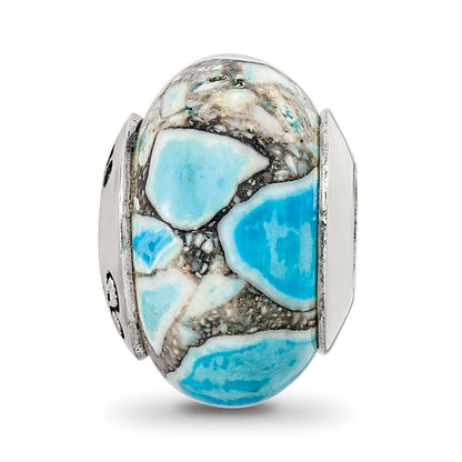 Sterlingsilber Reflections Blau Mosaic Magnesite Stein Perle