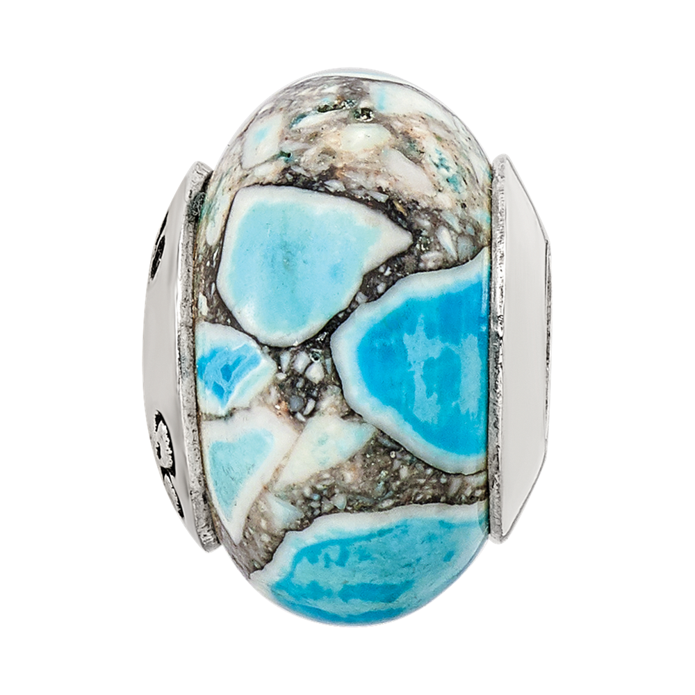 Sterlingsilber Reflections Blau Mosaic Magnesite Stein Perle