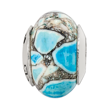Sterlingsilber Reflections Blau Mosaic Magnesite Stein Perle