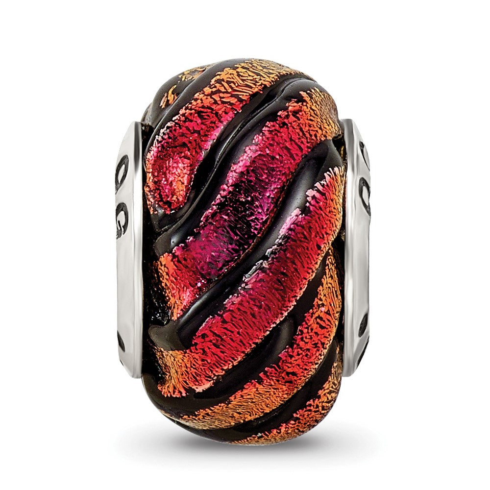 Sterlingsilber Reflections Orange Wirbel Dichroic Glas Perle